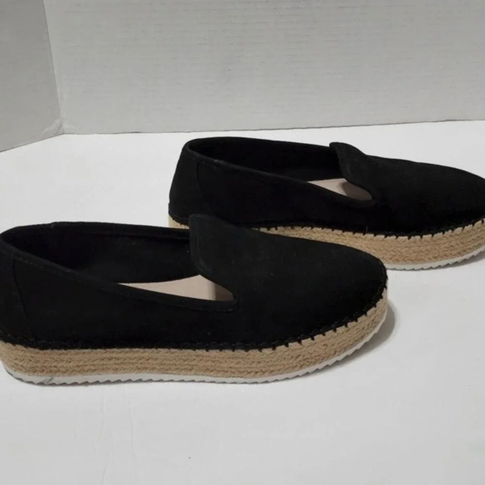 Gianni Bini Espadrille Black Slip On Casual Comfort Loafer Platform Shoes Size 9